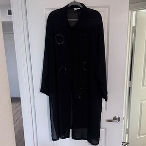 Black Sheer Longline Beaded Duster
